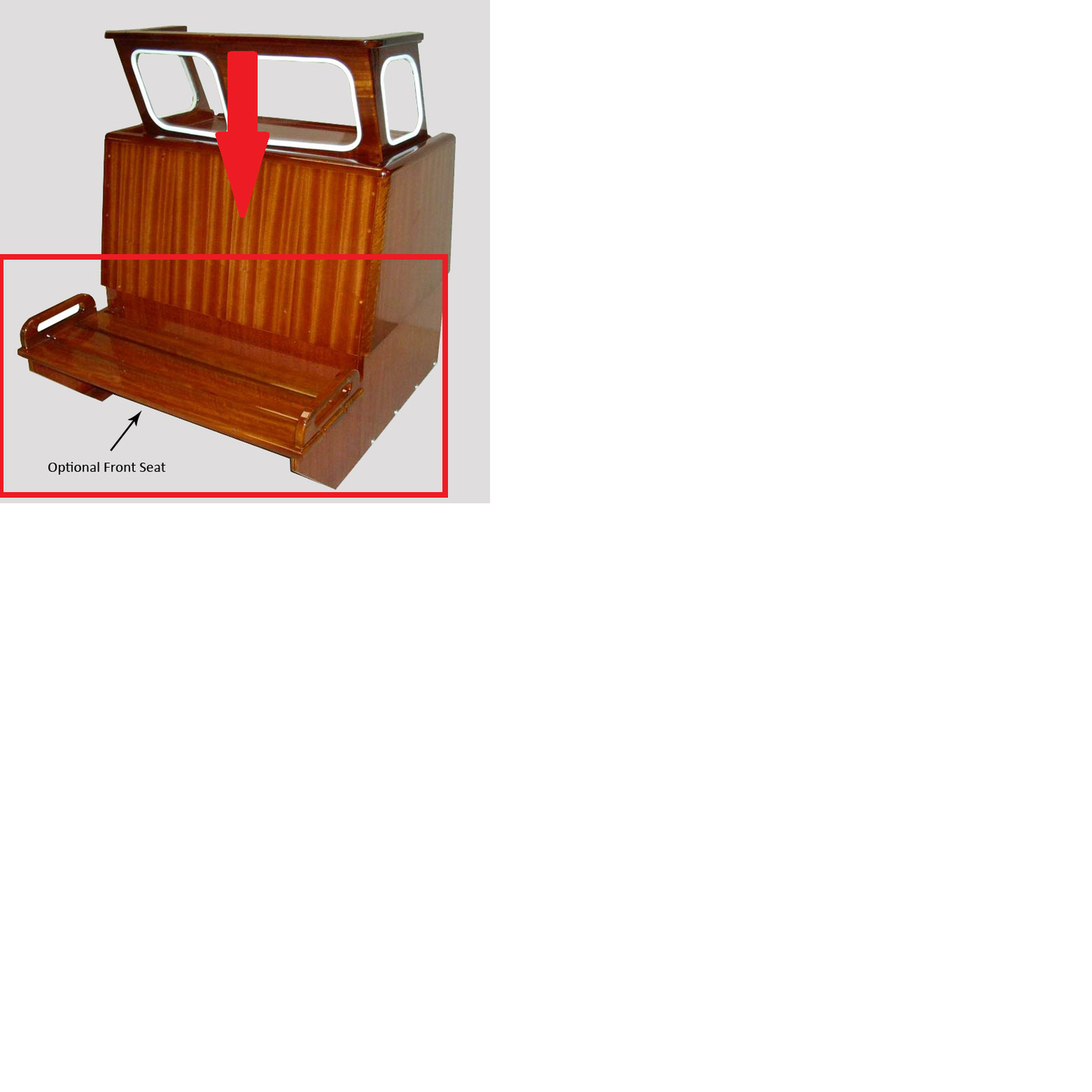 Optional Mahogany Front Seat Add On For Center Console