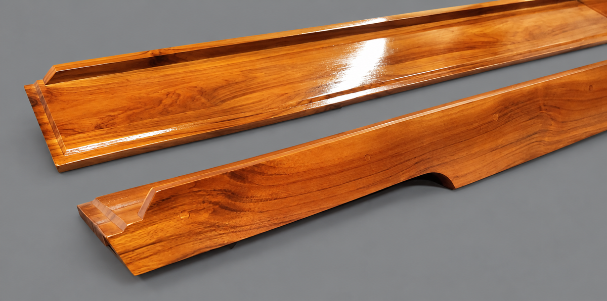 Pair Of Boston Whaler Outrage Teak Gunnel/Bolster Caps For 18' Outrage