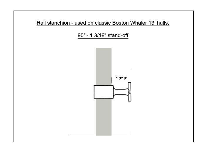 Rail Stanchion "Stand-Off" 90 Degree 1 1/2" Fits Boston Whaler 13'