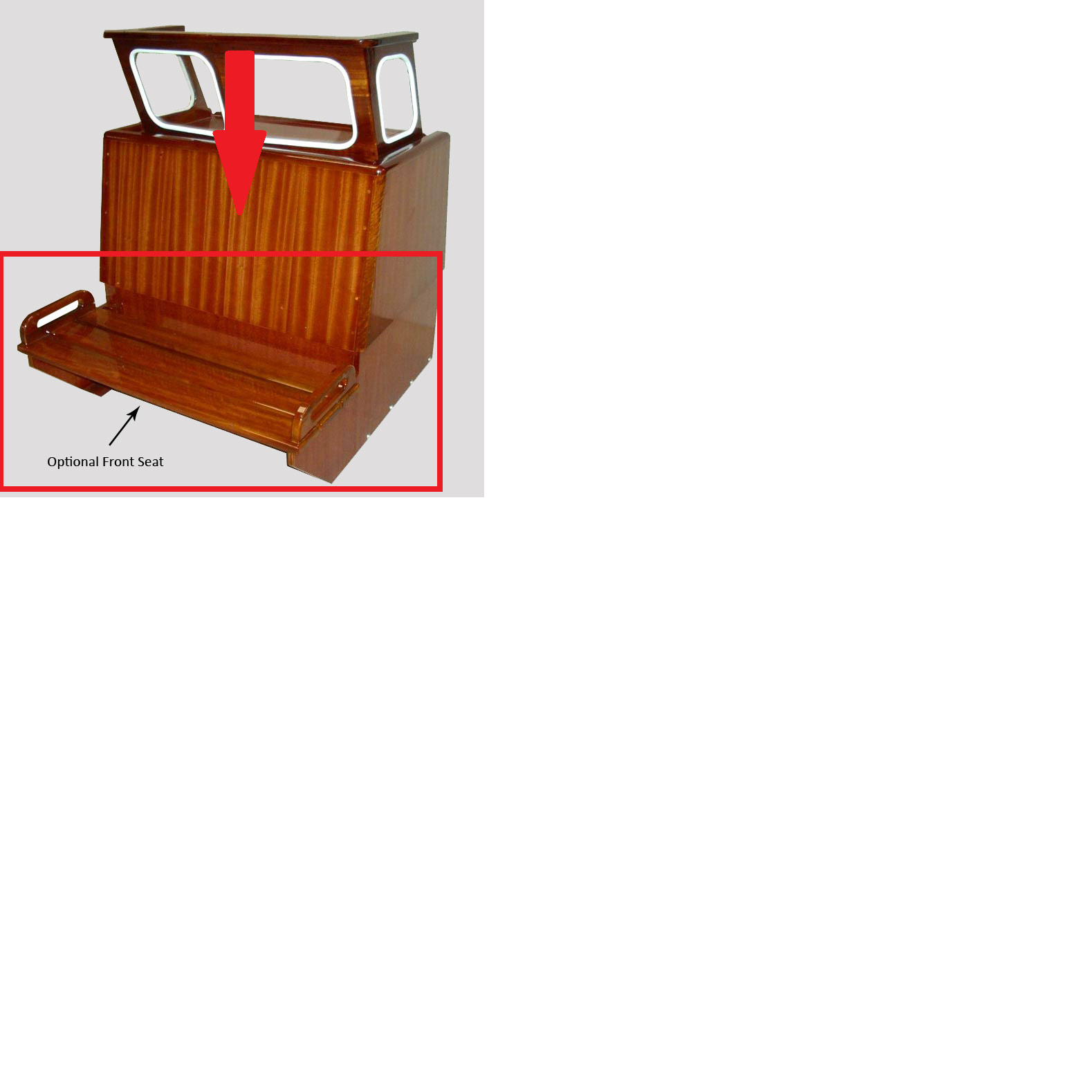 OPTIONAL MAHOGANY FRONT SEAT ADD ON FOR CENTER CONSOLE