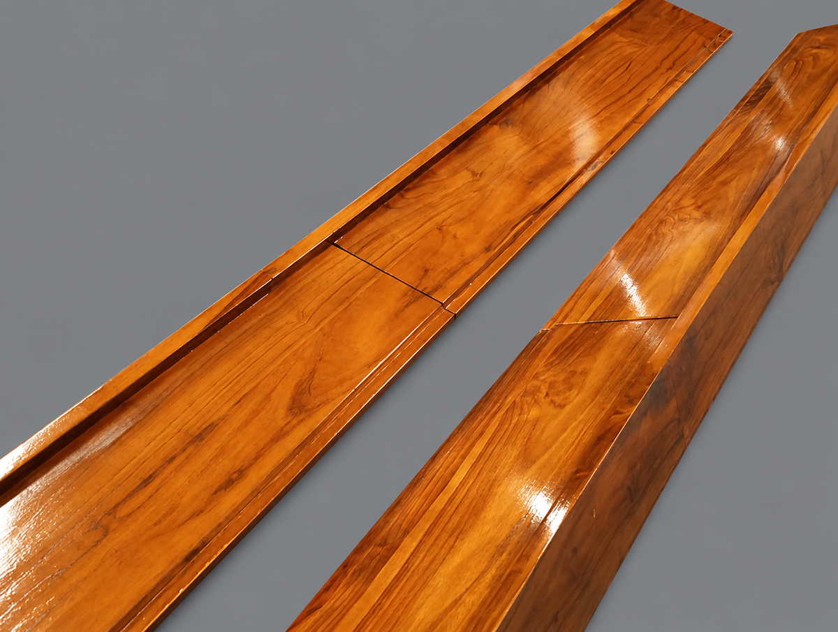 Pair Of Boston Whaler Outrage Teak Gunnel/Bolster Caps For 18' Outrage