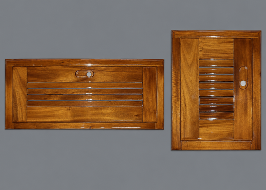 Boston Whaler Montauk Teak Console Doors - Louvered - Also Fits Classic Outrage