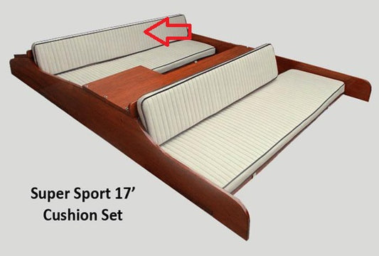 Smooth Parchment Vinyl Super Sport 17' Driver's Backrest Cushion  *Final Sale*