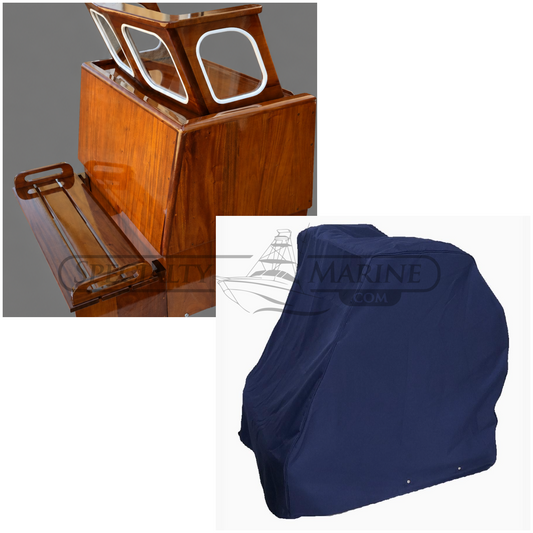 Discounted Cover For Boston Whaler 16'/17' Nauset, Sakonnet Or Eastport Mahogany Console Complete With Windshield