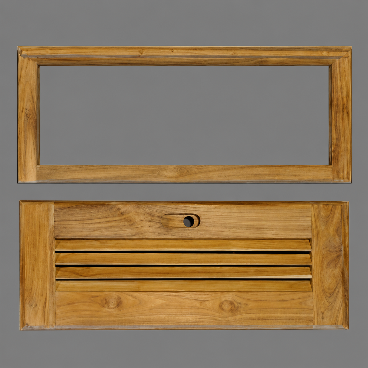 Blemished Bare Teak Louvered Door (Big)