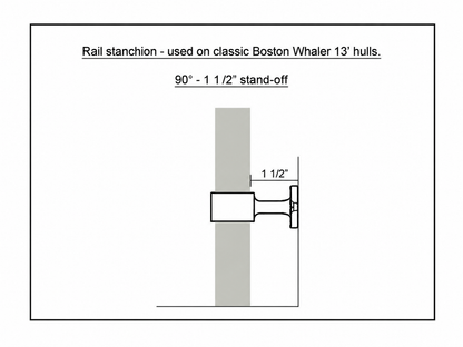 Rail Stanchion "Stand-Off" 90 Degree 1 1/2" Fits Boston Whaler 13'