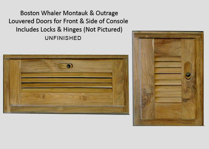 Boston Whaler Montauk Teak Console Doors - Louvered - Also Fits Classic Outrage